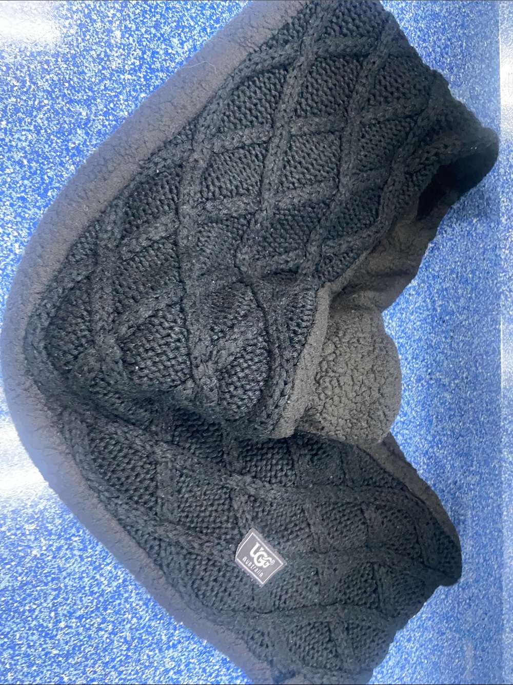 UGG Black Quilted Cable Knit Cardigan with Sherpa Lining